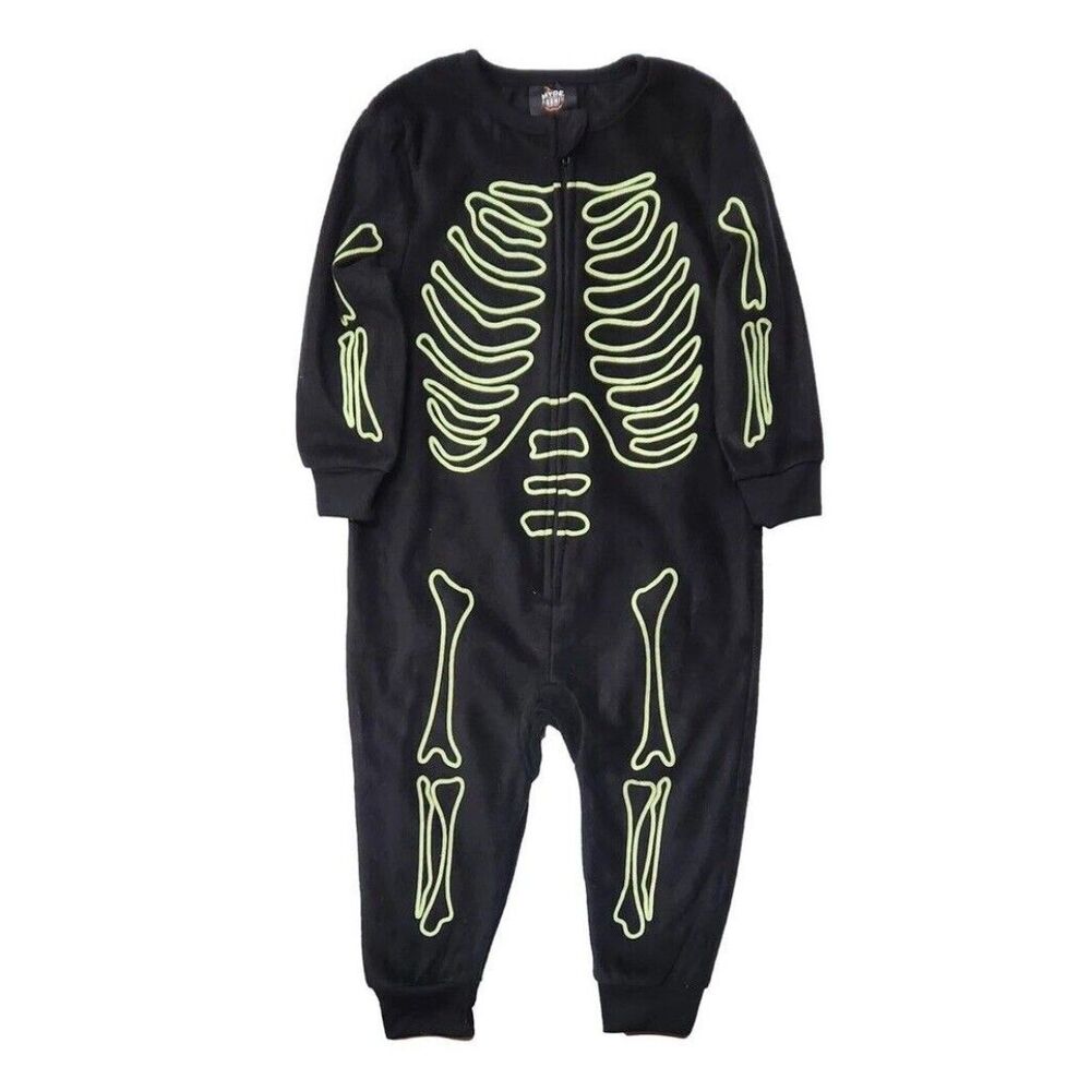 Infant & Toddler Skeleton Halloween Sleeper w/ Hat Glow In The Dark 18-24 Months